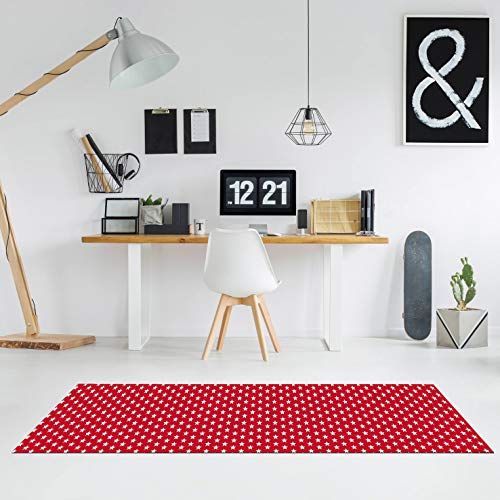 Comercial Candela Alfombra de Pasillo Vinilo Antimanchas, Lavable | Base PVC Antideslizante y Aislante Diseño Estrellas Color (Rojo, 52_X_250 CM)