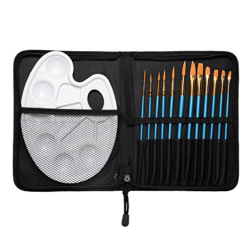 CONDA Artista conjunto de pintura con estuche paleta y 12 pinceles para acuarela pintura acrílica u oleo CONDA Artista conjunto de pintura con estuche paleta y 12 pinceles para acuarela pintura acrílica u oleo