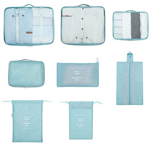 Cozywind 8 Set Organizadores de Viaje para Maletas Bolsas de Equipaje Impermeables Cubos Embalaje de Viaje Bolsas de Almacenamiento para Ropa, Zapatos, Cosméticos Accesorios Cozywind 8 Set Organizadores de Viaje para Maletas Bolsas de Equipaje Impermeables Cubos Embalaje de Viaje Bolsas de Almacenamiento para Ropa, Zapatos, Cosméticos Accesorios