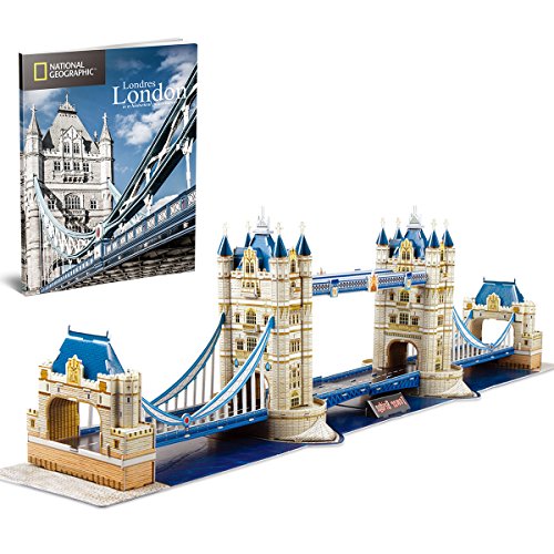 CubicFun Puzzle 3D Londres Tower Bridge, con National Geographic Folleto de Fotografía, 120 Piezas