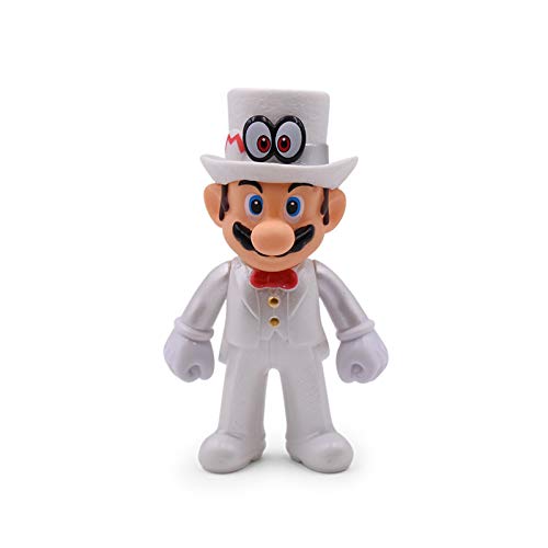 CY 5 Pulgadas / 13cm Super Mario Bros Luigi Mario Yoshi Koopa Yoshi Mario Hacedor Odyssey Seta Toadette PVC Figuras de Acción Juguetes Muñecas Modelo (White Hat Eye Mario)