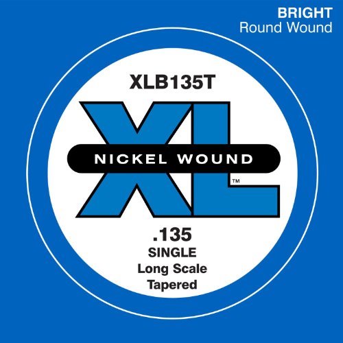 D'Addario XLB135T, cuerda individual para bajo con entorchado en níquel, escala larga.135, ahusada D'Addario XLB135T, cuerda individual para bajo con entorchado en níquel, escala larga.135, ahusada