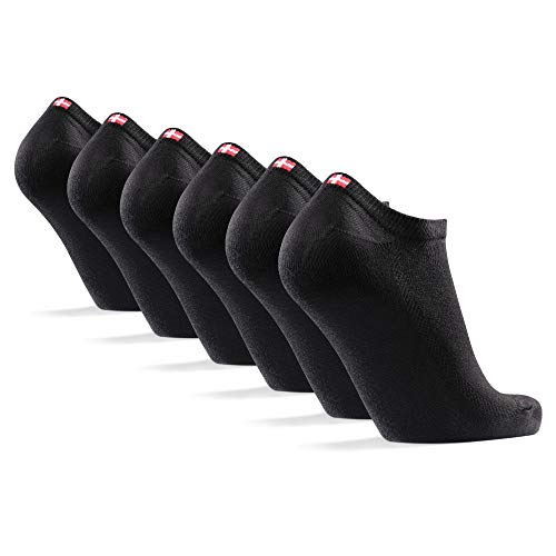 DANISH ENDURANCE Calcetines Cortos de Bambú para Hombre y Mujer Pack de 6 (Negro, EU 39-42)