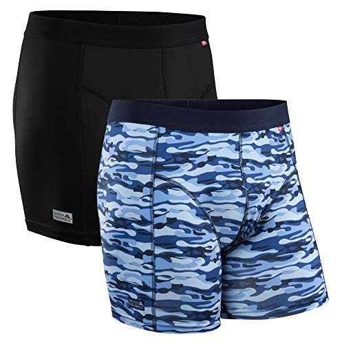 DANISH ENDURANCE Calzoncillos Bóxer de Deporte Pack de 2 (Multicolor: 1 x Negro, 1 x Azul Camuflaje, Medium) DANISH ENDURANCE Calzoncillos Bóxer de Deporte Pack de 2 (Multicolor: 1 x Negro, 1 x Azul Camuflaje, Medium)