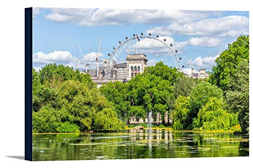 daoyiqi Lienzo decorativo para pared de Londres, Inglaterra – St James Park & Pond with the London Eye Ferris Wheel Galería de lona estirada para decoración de pared de cuarto de baño o dormitorio