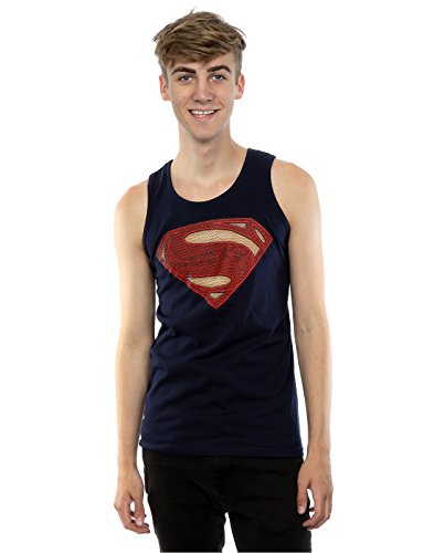 DC Comics Hombre Superman Man of Steel Logo Camiseta Large Marino Oscuro