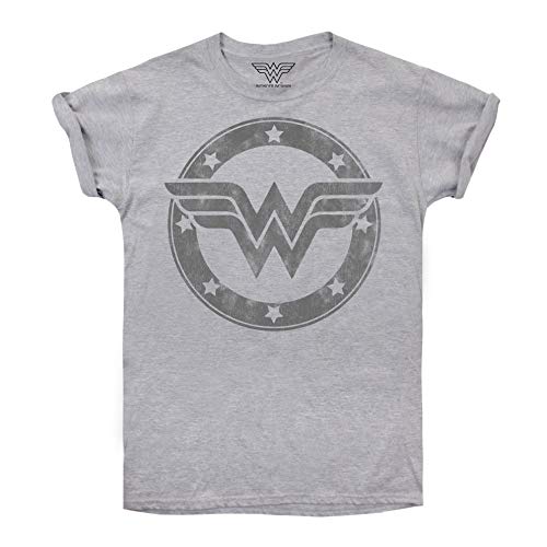 DC Comics Wonder Woman Metallic Logo Camiseta, Gris (Sport Grey SPO), 38 (Talla del Fabricante: Small) para Mujer DC Comics Wonder Woman Metallic Logo Camiseta, Gris (Sport Grey SPO), 38 (Talla del Fabricante: Small) para Mujer
