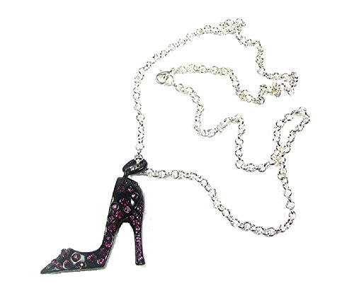De tacones de negro zapatos con cristales de color morado con brillantes de Fashion collar con colgante en forma del famoso británico cadena colgante de joyas