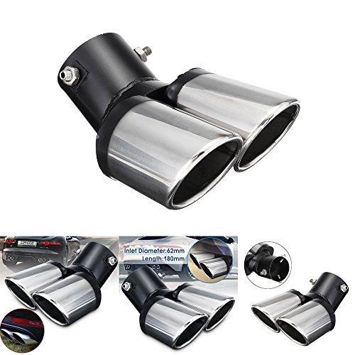 DEBEME Tubos De Extremo De Coche, Silenciador De Cola De Tubo De Escape De Doble Salida De Acero Inoxidable Universal Para Coche DEBEME Tubos De Extremo De Coche, Silenciador De Cola De Tubo De Escape De Doble Salida De Acero Inoxidable Universal Para Coche