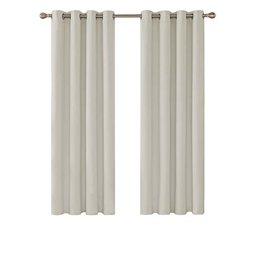 Deconovo Cortinas Salon Opacas para Ventana Dormitorio Juveni Habitacion Matrimonio Estilo Moderno Elegante con Ojales 2 Paneles 132 x 183 cm Beige Claro