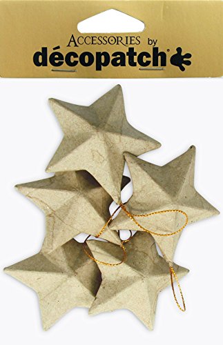 Decopatch NO009O Figura Decorativa con Forma de Estrella, 5 Unidades, Papel maché marrón