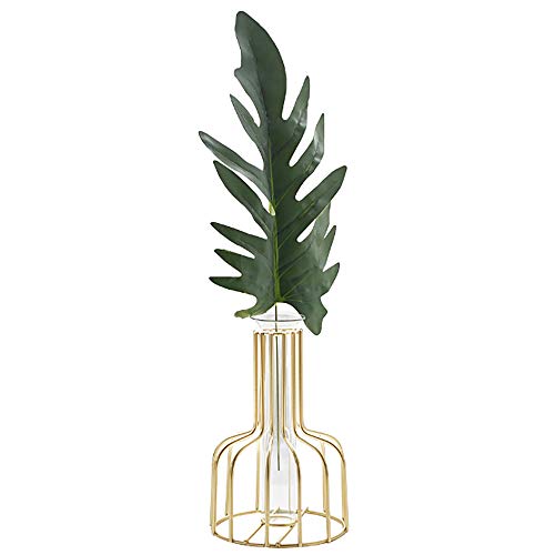 DEDC Florero de Vidrio de Tubo Ensayo, Jarrón Decorativo Moderno Hidropónico con Soporte de Metal en Tono Dorado, para Decoración de Hogar, Boda, Oficina DEDC Florero de Vidrio de Tubo Ensayo, Jarrón Decorativo Moderno Hidropónico con Soporte de Metal en Tono Dorado, para Decoración de Hogar, Boda, Oficina