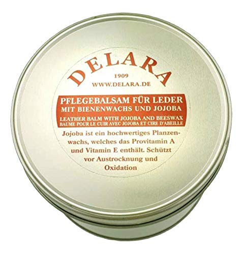 DELARA Bálsamo para Cuero con yoyoba y Cera de Abejas en Cubos de 500 ml, Color: marrón - Made in Germany DELARA Bálsamo para Cuero con yoyoba y Cera de Abejas en Cubos de 500 ml, Color: marrón - Made in Germany