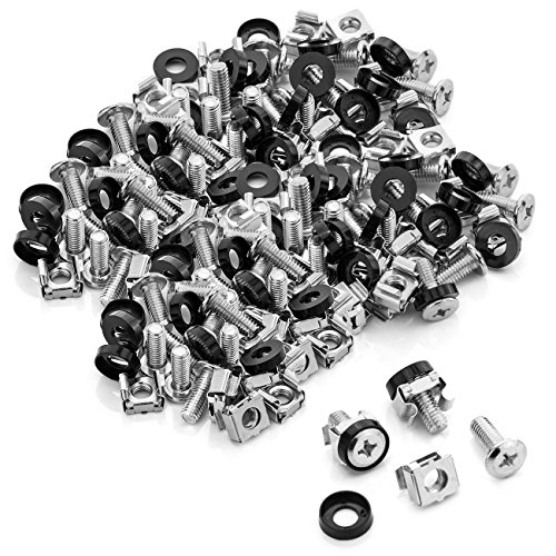 deleyCON 100x Juego de Tuercas Enjauladas M6 y Tornillos para Armario de Red Carcasa del Servidor 19 y 10 Pulgadas Montaje Juego - Plata deleyCON 100x Juego de Tuercas Enjauladas M6 y Tornillos para Armario de Red Carcasa del Servidor 19 y 10 Pulgadas Montaje Juego - Plata