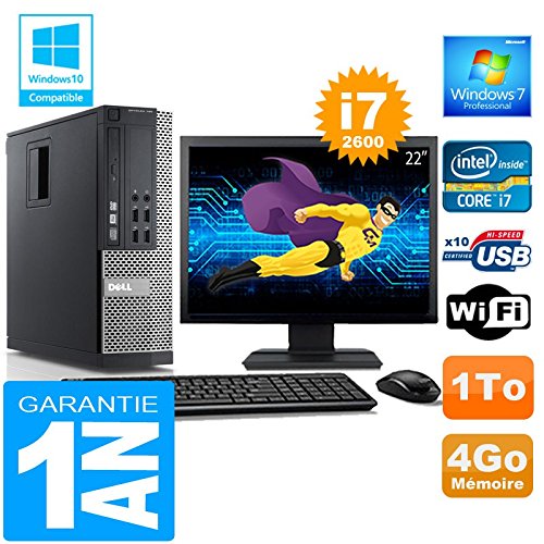 Dell PC 790 SFF Core I7-2600 - Ordenador de sobremesa (Memoria RAM de 4 GB, 1 TG, WiFi, Pantalla W7, 22")