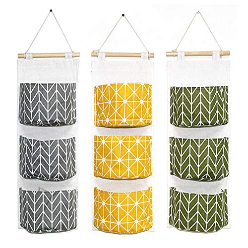 DELSEN 3 Pcs Bolsa de Almacenamiento Impermeable Montada en la Pared ,para Cocina, Dormitorio, Baño, Oficina (Verde + Gris + Amarillo) DELSEN 3 Pcs Bolsa de Almacenamiento Impermeable Montada en la Pared ,para Cocina, Dormitorio, Baño, Oficina (Verde + Gris + Amarillo)