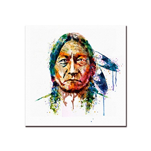 Diamoen Figura Indio Jefe Pared de la Pintura de Acuarela Fotos Lona del Hombre del Dibujo del Arte del Aceite de baño Poster Impreso