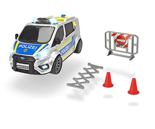 Dickie Toys Ford Transit - Coche de policía (Puerta Trasera con suspensión, Incluye Accesorios, luz y Sonido, Pilas Incluidas, 28 cm, a Partir de 3 años)