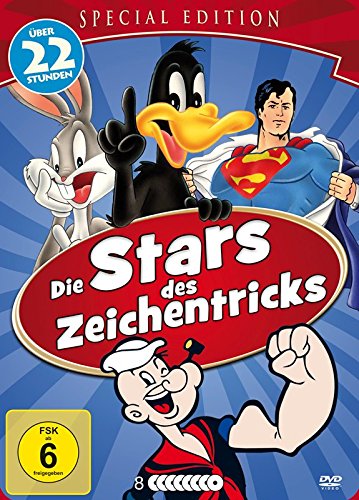 Die Stars des Zeichentricks: Bugs Bunny - Duffy Duck - Popeye - Woody Woodpecker - Schweinchen Dick - Superman - Felix the Cat - Casper (8 DVDs in einer Metallbox) [Alemania]