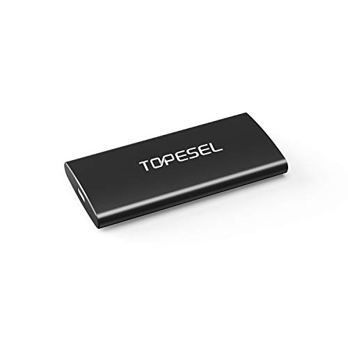 Disco Duro SSD Externo 250GB, TOPESEL Externa Disco Estado Sólido SSD Portátil Unidad Externa 500 MB/s, USB Tipo C USB 3.1 Solid Sate Drive para PC, Ordenador, Mac y Móvil, Negro