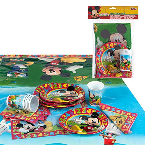 Disney - Pack de fiesta reciclable Mickey: mantel, platos, vasos, servilletas (71917)
