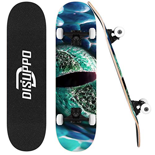 DISUPPO Patinetas para principiantes, patineta completa de 31 "x 7.8" Pro, 7 capas de arce de nivel A, doble patada cóncava estándar y patinetas de trucos para niños y adolescentes DISUPPO Patinetas para principiantes, patineta completa de 31 "x 7.8" Pro, 7 capas de arce de nivel A, doble patada cóncava estándar y patinetas de trucos para niños y adolescentes