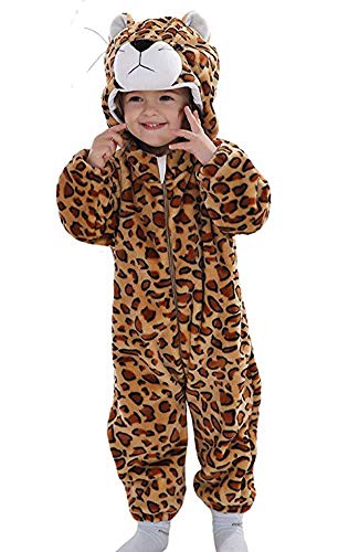 Doladola Unisex Baby Hoodies Onesie Cartoon Animal Romper Pyjama (Leopardo, 120(Altura:100-108cm/2.5-3 años))
