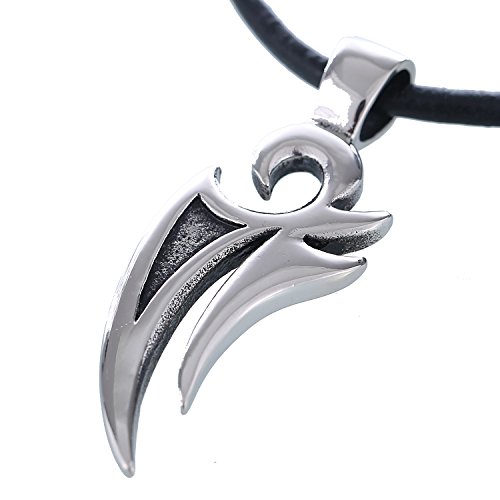 DonDon Collar de Cuero para Hombre 50 cm con Colgante de Acero Inoxidable Tribal DonDon Collar de Cuero para Hombre 50 cm con Colgante de Acero Inoxidable Tribal