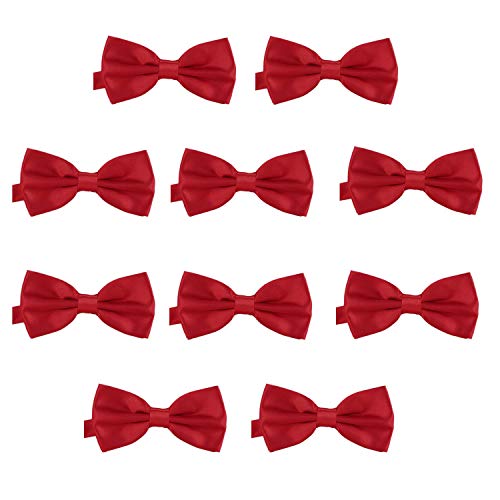 DonDon Set de 10 Pajarita para hombre de 12 x 6 cm ajustable y lista para usar - Rojo oscuro