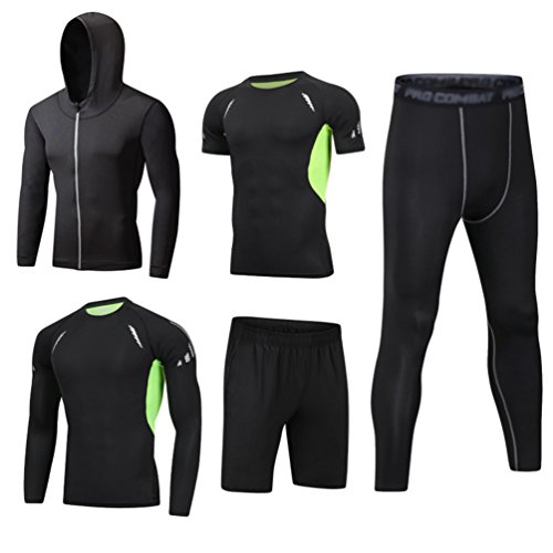 Dooxii Hombre 5 Piezas Secado Rápido Conjunto Compresión Ropa Sudaderas con Capucha y Pantalones Cortos y Leggings y Manga Corta y Manga Larga Tops Apretada para Running Fitness Entrenamiento XL Dooxii Hombre 5 Piezas Secado Rápido Conjunto Compresión Ropa Sudaderas con Capucha y Pantalones Cortos y Leggings y Manga Corta y Manga Larga Tops Apretada para Running Fitness Entrenamiento XL