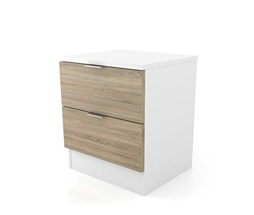 Dormidan- Mesita de Noche 2 cajones, Medidas 40,5 x 47 x 35 cm (Blanco cajón Roble) … Dormidan- Mesita de Noche 2 cajones, Medidas 40,5 x 47 x 35 cm (Blanco cajón Roble) …