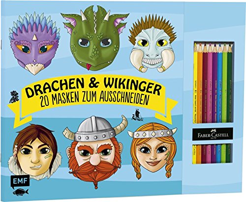 Drachen & Wikinger - 20 Masken zum Ausmalen und Ausschneiden: Mit 8 original Faber-Castell-Buntstiften