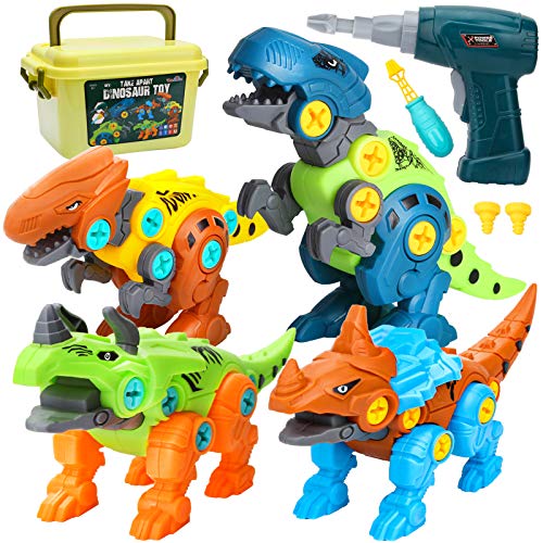 Dreamon Dinosaurios Juguetes para Niños con Caja de Almacenamiento Taladro Eléctrico, Construccion Juguete Dducativos Regalos para Niños Niñas Dreamon Dinosaurios Juguetes para Niños con Caja de Almacenamiento Taladro Eléctrico, Construccion Juguete Dducativos Regalos para Niños Niñas