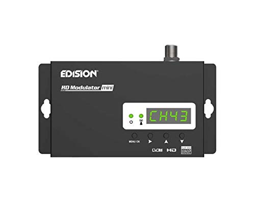 EDISION HDMI MODULATOR mini, modulador monocanal RF HDMI a DVB-T MPEG4, distribución Full HD sobre cable coaxial, Plug and Play, función de Pre-Configuración USB 50 ID, Instalación rápida, tamaño mini