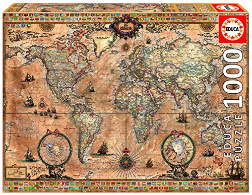 Educa Borras - Genuine Puzzles, Puzzle 1.000 piezas, Mapamundi (15159) Educa Borras - Genuine Puzzles, Puzzle 1.000 piezas, Mapamundi (15159)