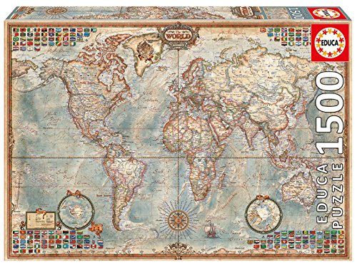 Educa Borras - Genuine Puzzles, Puzzle 1.500 piezas, El mundo, mapa político (16005)