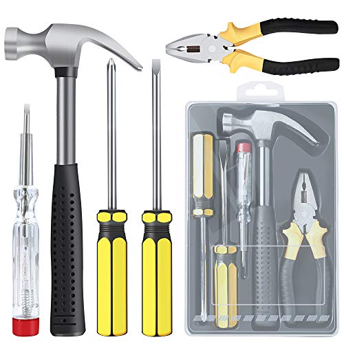 E·Durable 5 pcs Kit de herramientas de reparación en el hogar con alicate combinado,cuchillo de utilidad, destornillador Phillips y destornillador de punta estándar, kit de herramientas de mano DIY E·Durable 5 pcs Kit de herramientas de reparación en el hogar con alicate combinado,cuchillo de utilidad, destornillador Phillips y destornillador de punta estándar, kit de herramientas de mano DIY