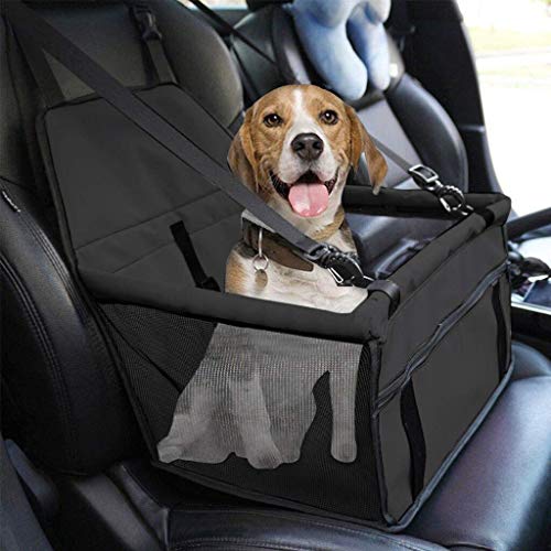 EEM Pet Reinforce Car Booster Seat for Dog/Cat,Waterproof Puppy Car Seat for Medium Pets Under 15 LB,Portable and Breathable with Seat Belt Dog Carrier,Safety Stable for Travel