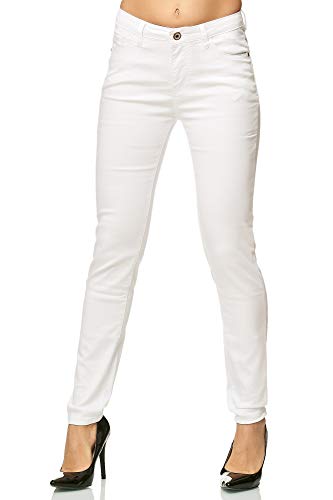 Elara Pantalones para Mujer Jeans Elástico Chunkyrayan Blanco G09-1 White 38 (M)