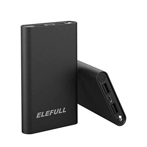 ELEFULL Batería Externa 10000mAh Carga Rápida de Power Bank 2 USB Cargar y Cargador Movil Portátil Compacto con LED Luces para Android Smartphones Tabletas, etc (10000mAh Negro 3)
