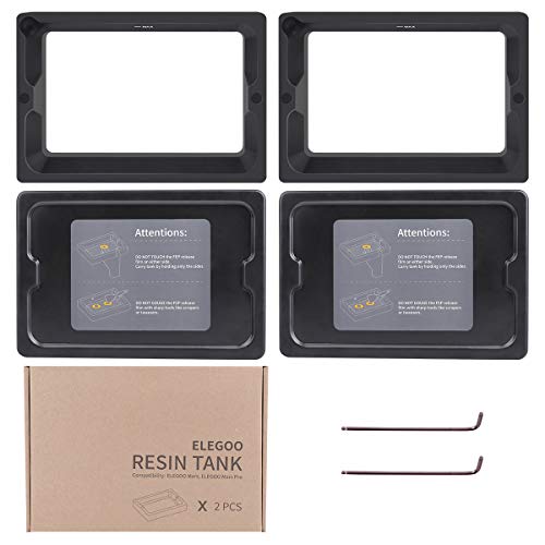 ELEGOO 2 PCS Metal Tanques de Resina para Impresora 3D ELEGOO Mars con FEP Película Preinstalado, 2 Tapas, y 2 Llaves Allen para ELEGOO Mars, Photon y Epax X1 ELEGOO 2 PCS Metal Tanques de Resina para Impresora 3D ELEGOO Mars con FEP Película Preinstalado, 2 Tapas, y 2 Llaves Allen para ELEGOO Mars, Photon y Epax X1