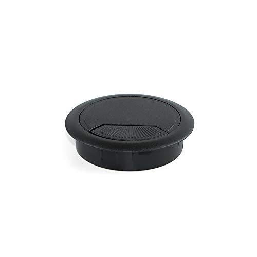 EMUCA - Pasacables de Mesa Circular Ø60mm de plástico Negro, Tapa pasacables encastrable en Mesa de Oficina/Escritorio, Lote de 20