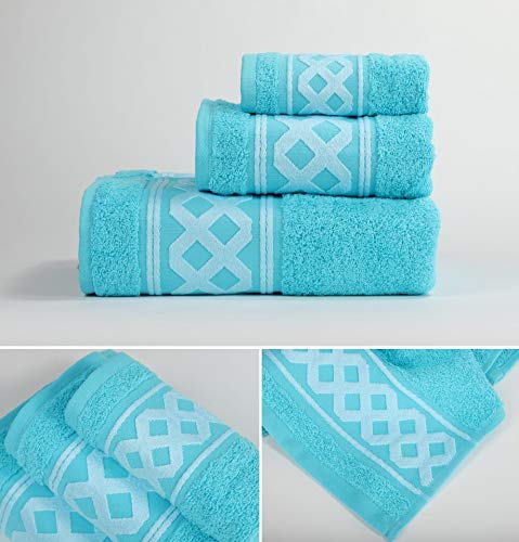 Energy Colors Textil - Hogar - Cenefa Siria - Juego de Toalla 3 Piezas 100% Algodón de 500 Gramos Ducha Lavabo y Vidé (Turquesa) Energy Colors Textil - Hogar - Cenefa Siria - Juego de Toalla 3 Piezas 100% Algodón de 500 Gramos Ducha Lavabo y Vidé (Turquesa)
