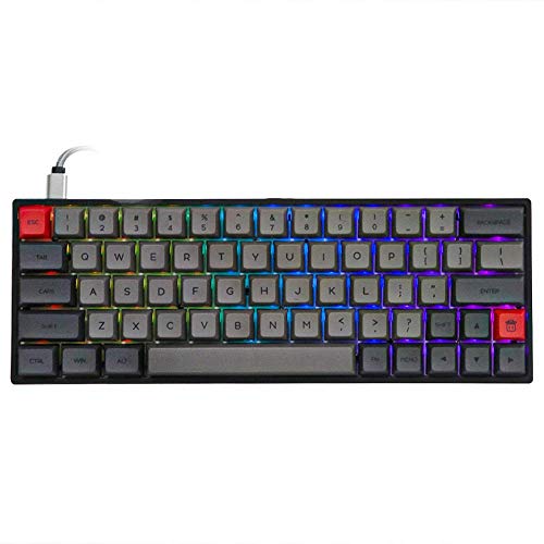 Epomaker SK64 - Teclado mecánico para videojuegos con retroiluminación RGB y sublimación de calor (PBT) gris/negro Gateron Blue Switch