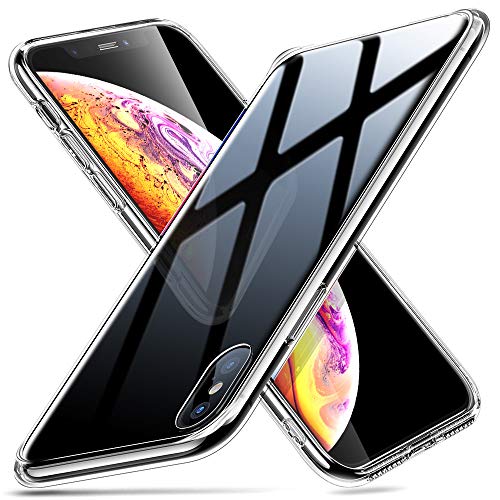 ESR Funda para iPhone XS MAX Cristal Templado [Imita la Parte Posterior del Vidrio del iPhone XS MAX] [Resistente a los Arañazos] + Borde de Silicona Suave para Apple iPhone XS MAX de 6.5"-Negro