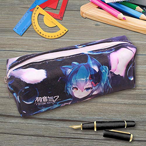 Estuche de anime Hatsune Miku Bolsa de Lápiz Lapicero Lapices Pencil Case Portalapices Neceser Maquillaje para Material de Papelería con para Estudiantes en Escuela