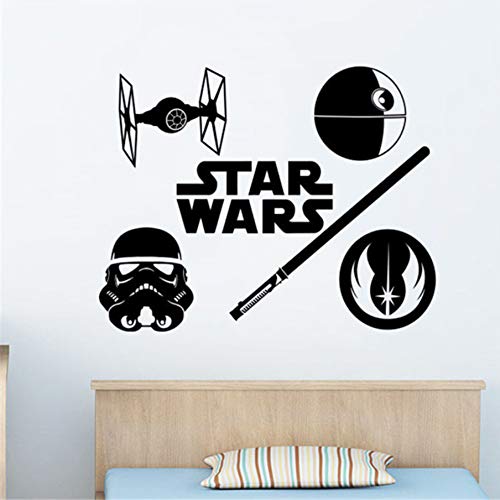 Etiqueta de la pared Logotipo de Star Wars Etiqueta de vinilo Orden Jedi Tie Figh Nursery Decor para habitaciones de niños Extraíble Arte Decoración Cita Cartel 58x45cm