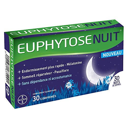 Euphytose Nuit – Caja de 30 comprimidos adormecedores más rápidos y sueño reparador.