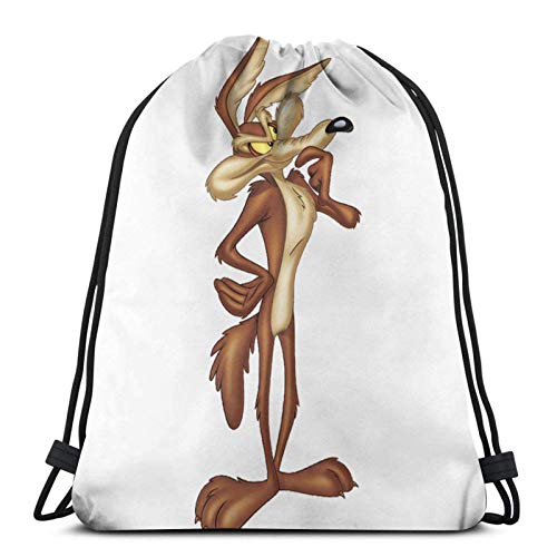 ewretery Drawstring Bags Lo-On-EY Tun-Es Wi-Le E Co-Yote Unisex Drawstring Backpack Sports Bag Rope Bag Big Bag Drawstring Tote Bag Gym Backpack In Bulk