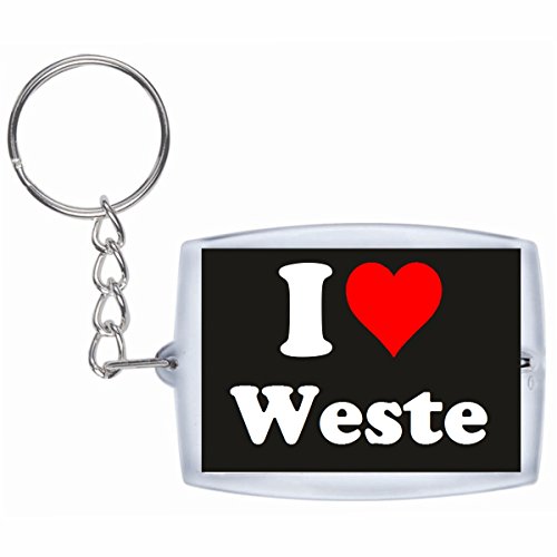 EXCLUSIVO: Llavero "I Love Weste" en Negro, una gran idea para un regalo para su pareja, familiares y muchos más! - socios remolques, encantos encantos mochila, bolso, encantos del amor, te, amigos, amantes del amor, accesorio, Amo, Made in Germany.